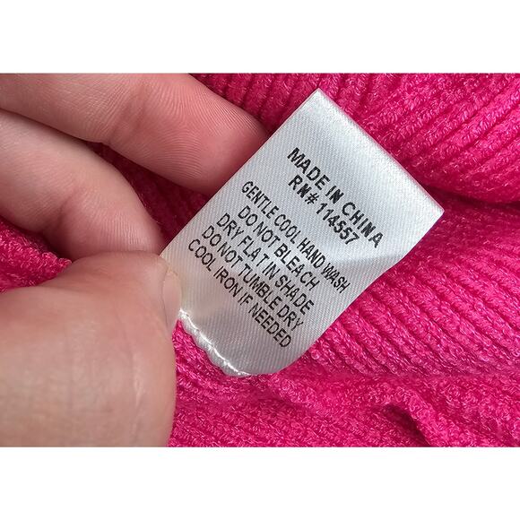 THML sz S pink puff statement blouse see through net accents NWOT bright fun - Picture 7 of 9